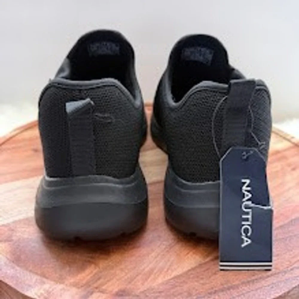 Nautica Tobin Slip On Sneakers triple Black Wide Width Mens Shoes Size 9.5 W